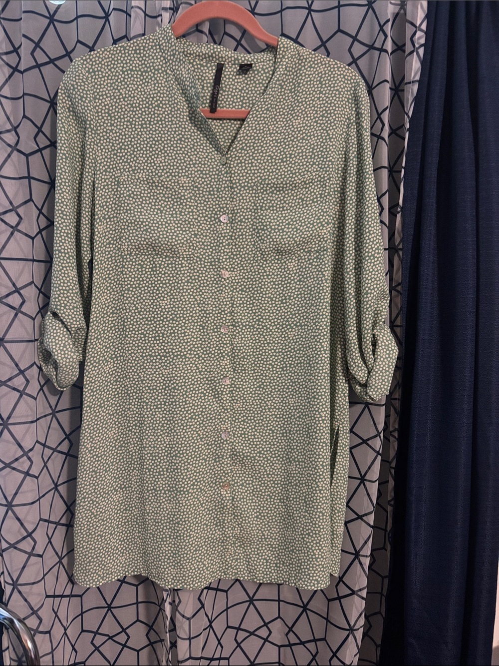Skye's the Limit Green Printed Button-Up Dress